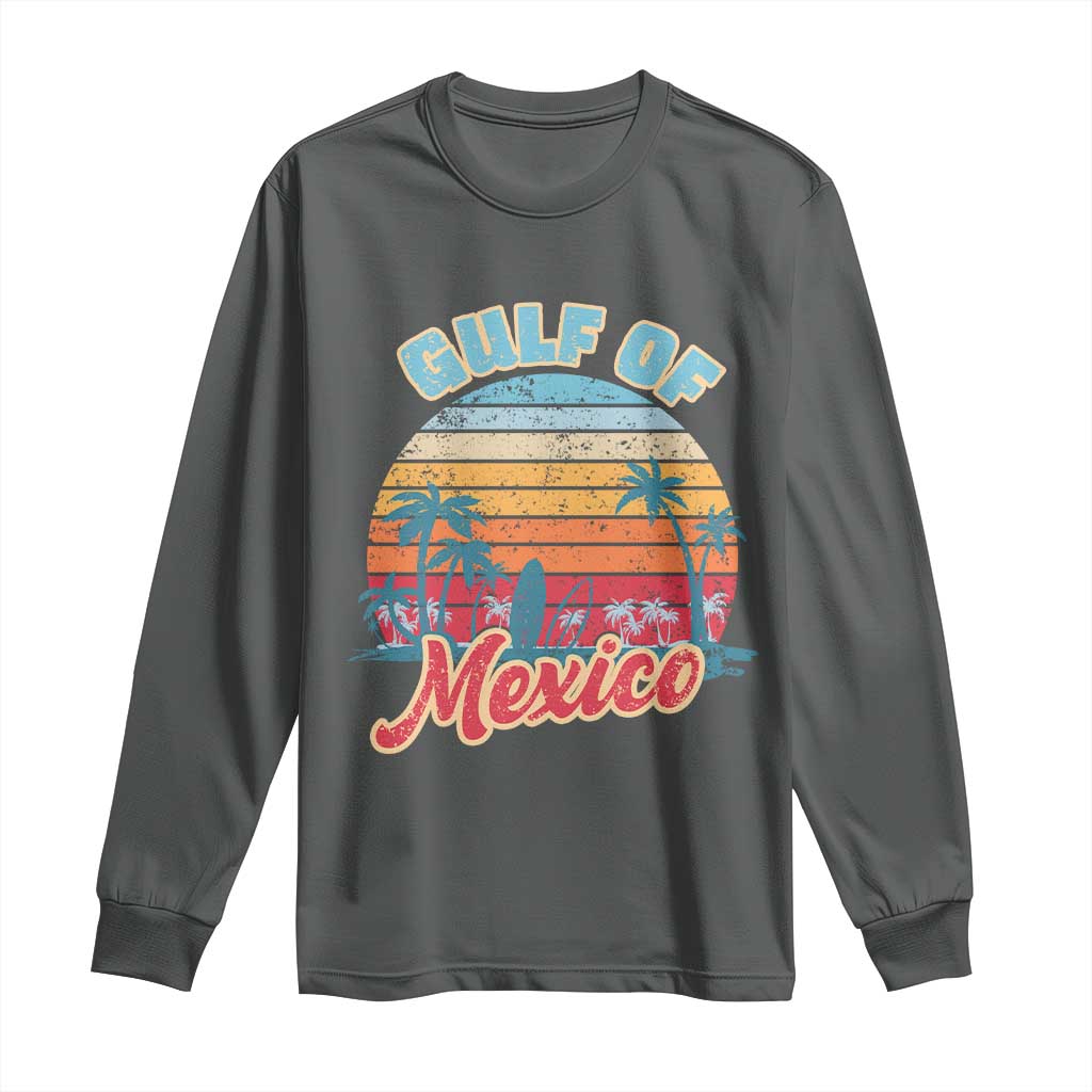 Gulf of Mexico Long Sleeve Shirt Retro Vintage Beach TS10 Dark Heather Print Your Wear
