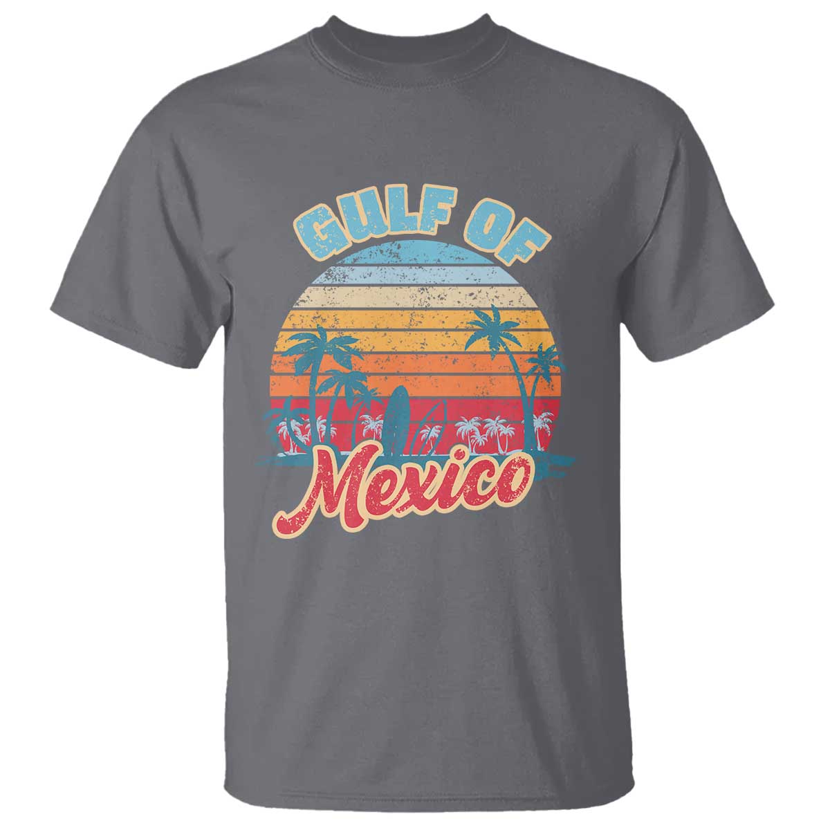 Gulf of Mexico T Shirt Retro Vintage Beach TS10 Charcoal Print Your Wear