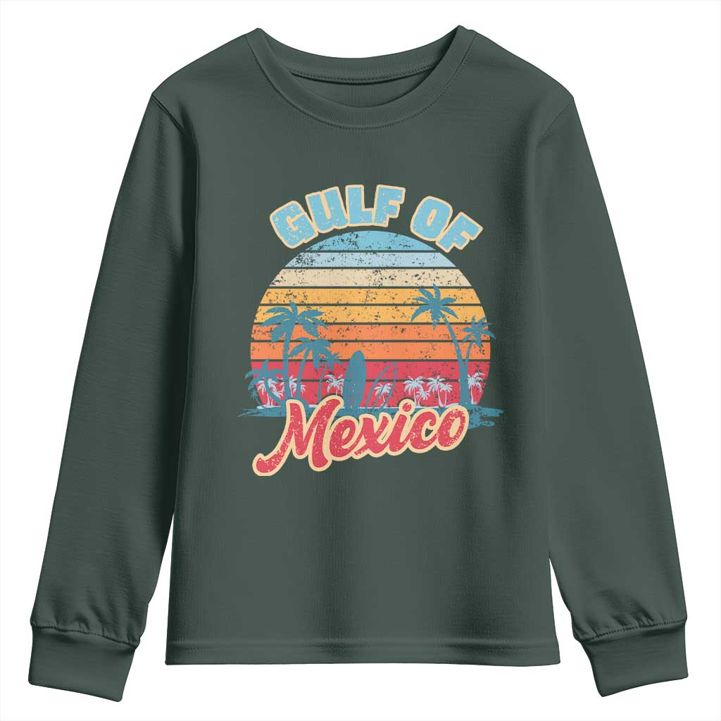 Gulf of Mexico Youth Sweatshirt Retro Vintage Beach TS10 Dark Forest Green Print Your Wear