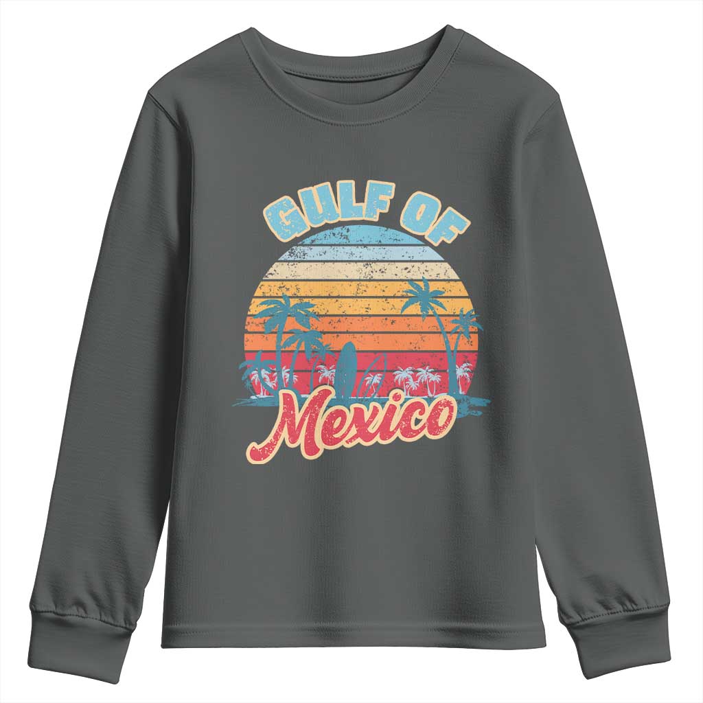 Gulf of Mexico Youth Sweatshirt Retro Vintage Beach TS10 Dark Heather Print Your Wear