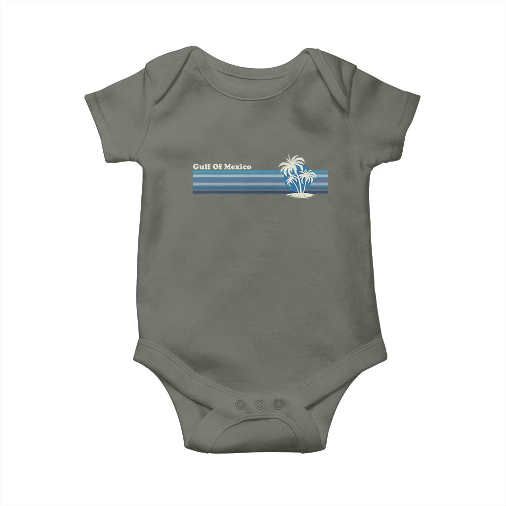 Gulf of Mexico Baby Onesie Vintage 80s Palm Trees Sunset TS10 Military Green Print Your Wear