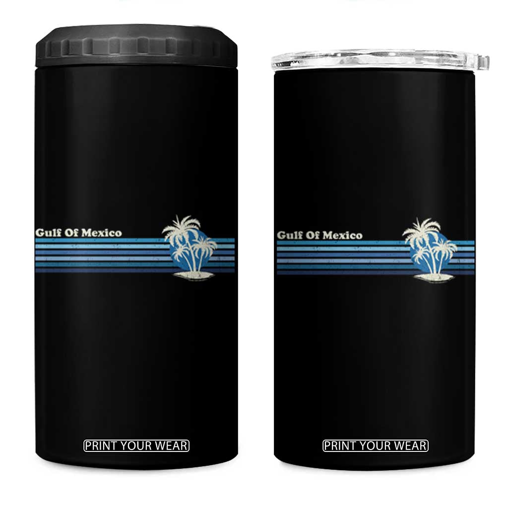 Gulf of Mexico 4 in 1 Can Cooler Tumbler Vintage 80s Palm Trees Sunset TS10 One Size: 16 oz Black Print Your Wear