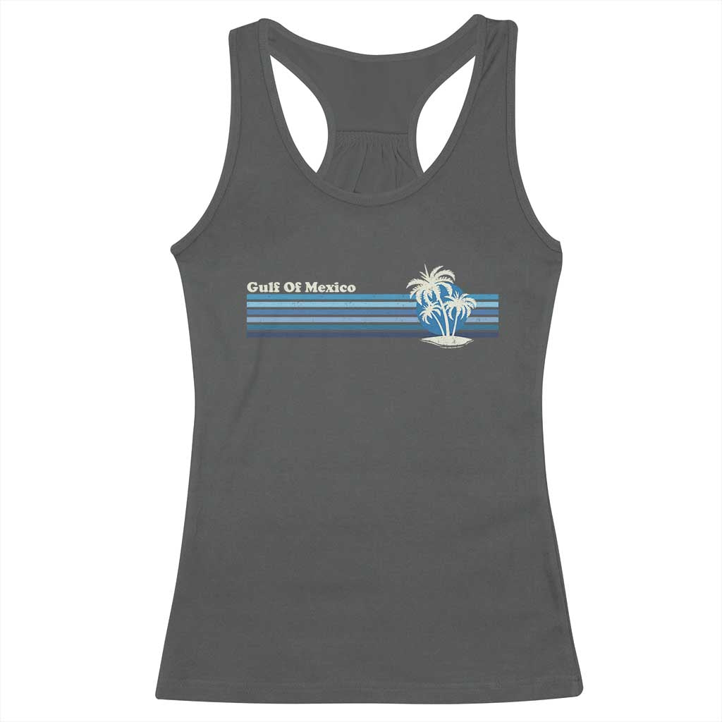 Gulf of Mexico Racerback Tank Top Vintage 80s Palm Trees Sunset TS10 Dark Heather Print Your Wear