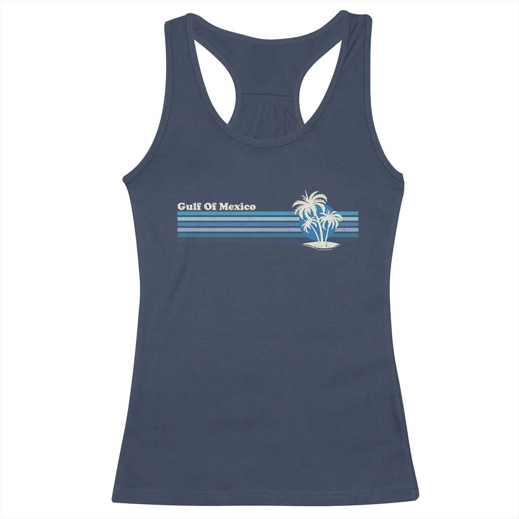 Gulf of Mexico Racerback Tank Top Vintage 80s Palm Trees Sunset TS10 Navy Print Your Wear