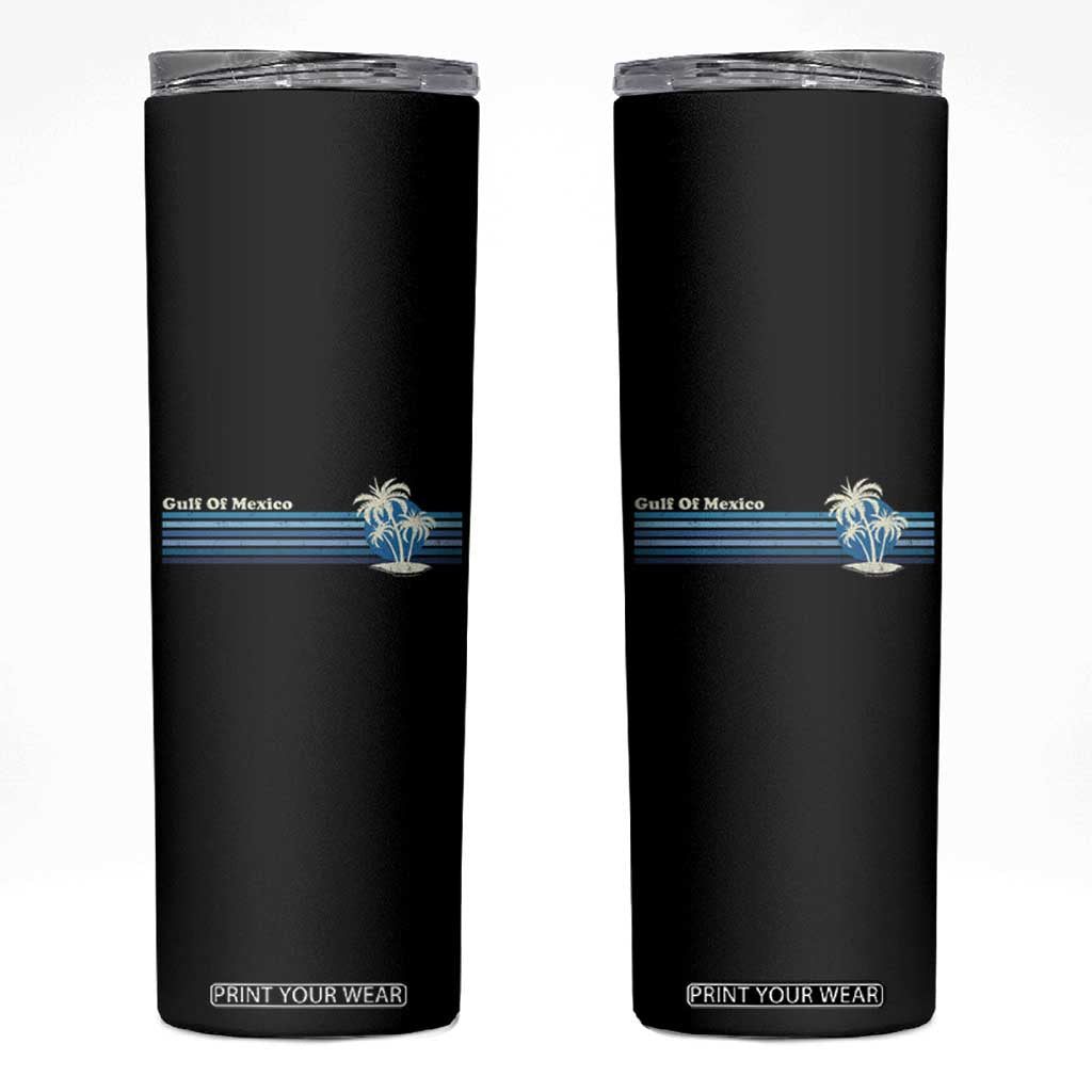 Gulf of Mexico Skinny Tumbler Vintage 80s Palm Trees Sunset TS10 Black Print Your Wear