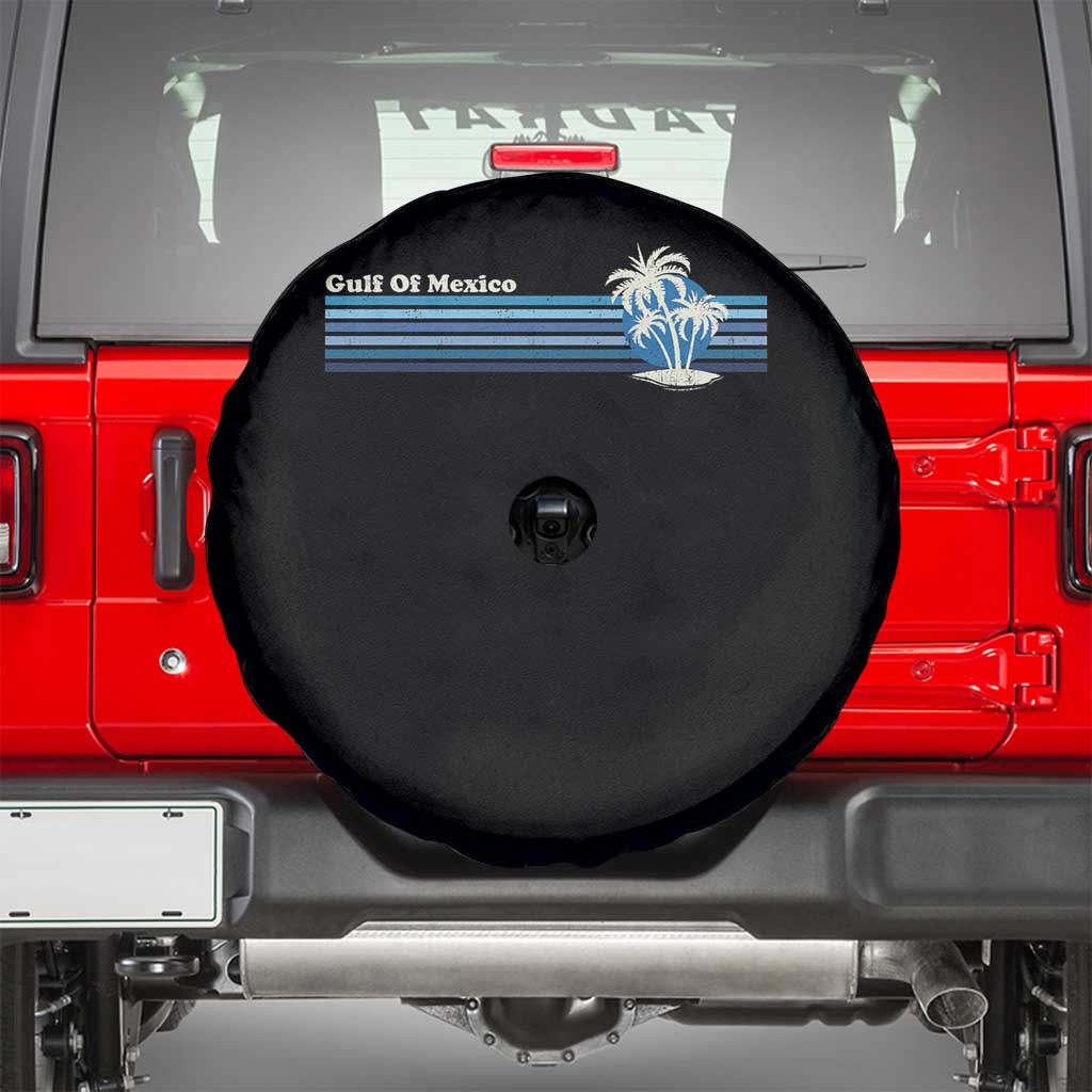 Gulf of Mexico Spare Tire Cover Vintage 80s Palm Trees Sunset TS10 Black Print Your Wear