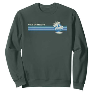 Gulf of Mexico Sweatshirt Vintage 80s Palm Trees Sunset TS10 Dark Forest Green Print Your Wear