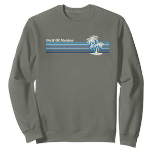 Gulf of Mexico Sweatshirt Vintage 80s Palm Trees Sunset TS10 Military Green Print Your Wear