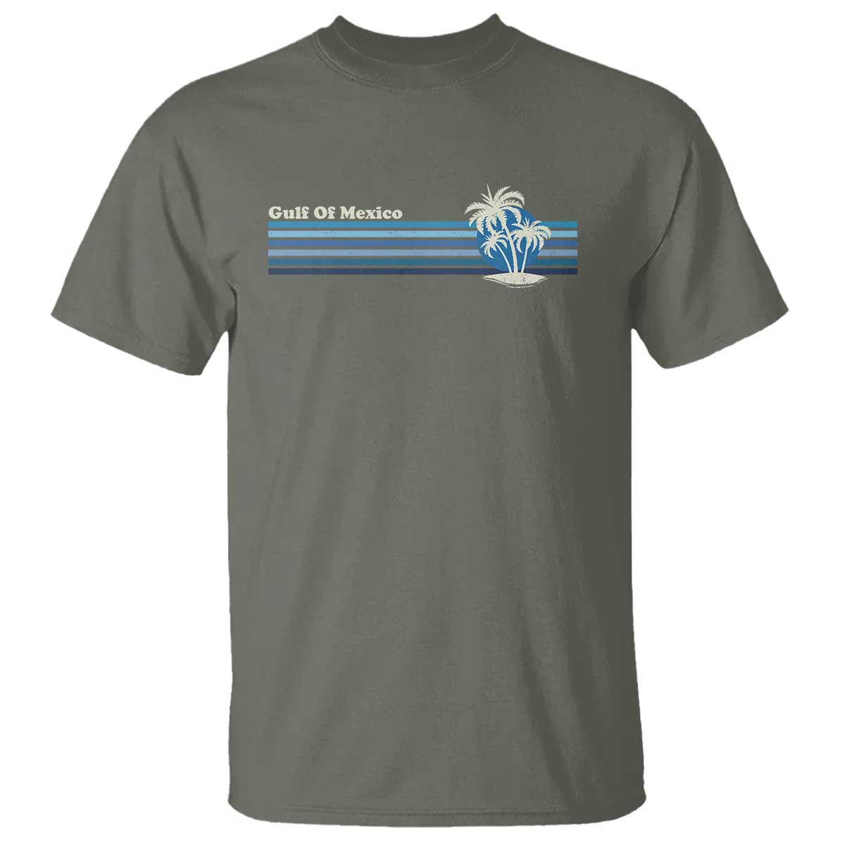 Vintage Gulf of Mexico T Shirt Retro 80s Palm Trees Sunset TS10 Military Green Print Your Wear
