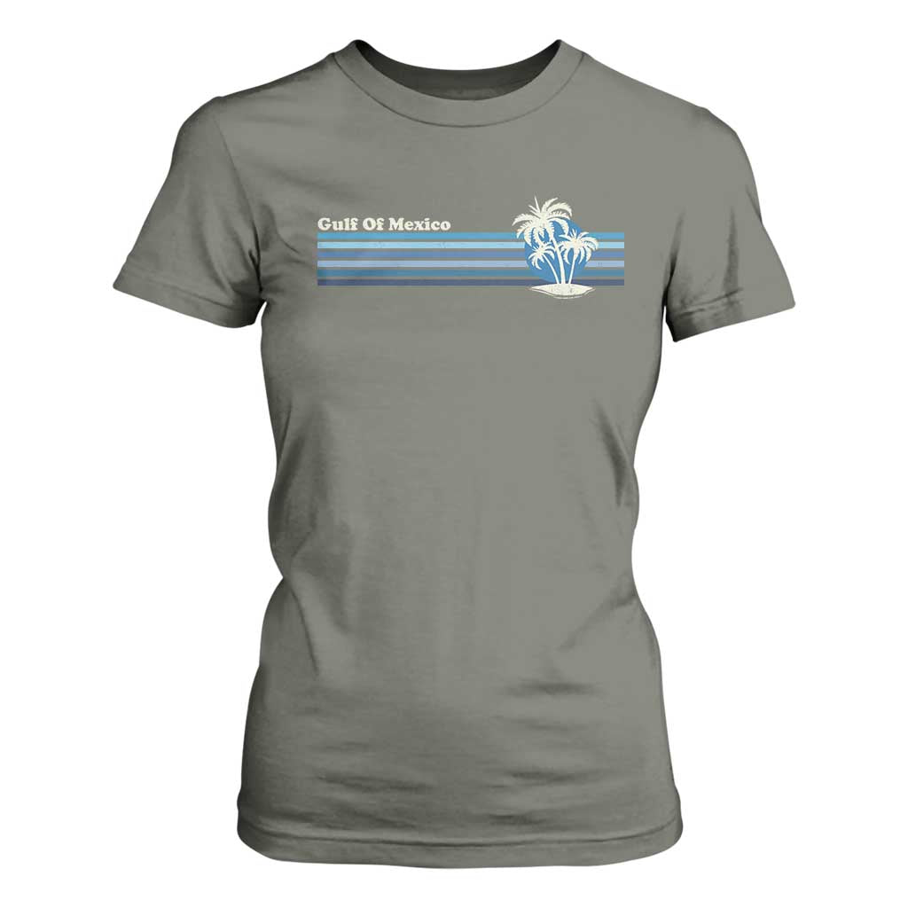 Gulf of Mexico T Shirt For Women Vintage 80s Palm Trees Sunset TS10 Military Green Print Your Wear