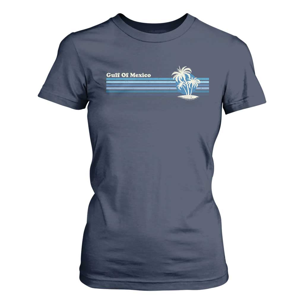 Gulf of Mexico T Shirt For Women Vintage 80s Palm Trees Sunset TS10 Navy Print Your Wear