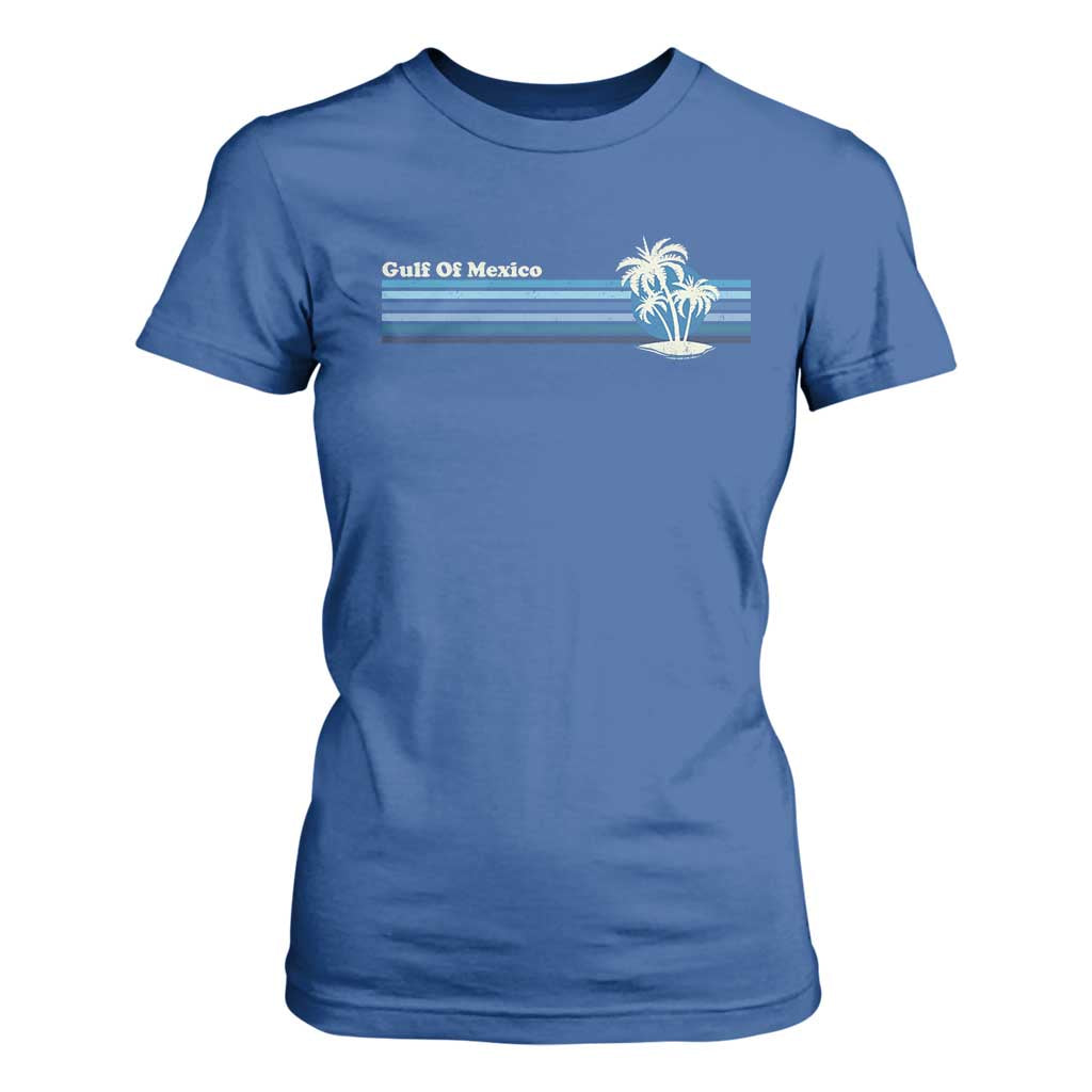 Gulf of Mexico T Shirt For Women Vintage 80s Palm Trees Sunset TS10 Royal Blue Print Your Wear