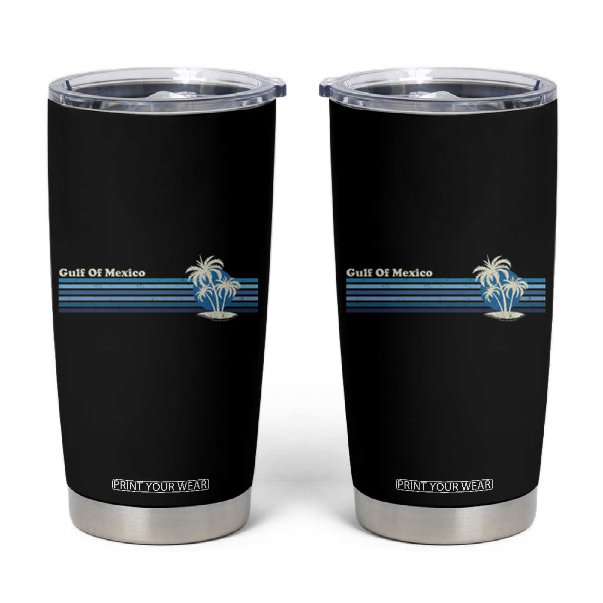 Gulf of Mexico Tumbler Cup Vintage 80s Palm Trees Sunset TS10 Black Print Your Wear