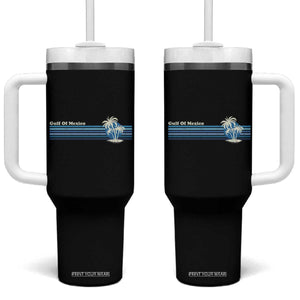 Gulf of Mexico Tumbler With Handle Vintage 80s Palm Trees Sunset TS10 One Size: 40 oz Black Print Your Wear