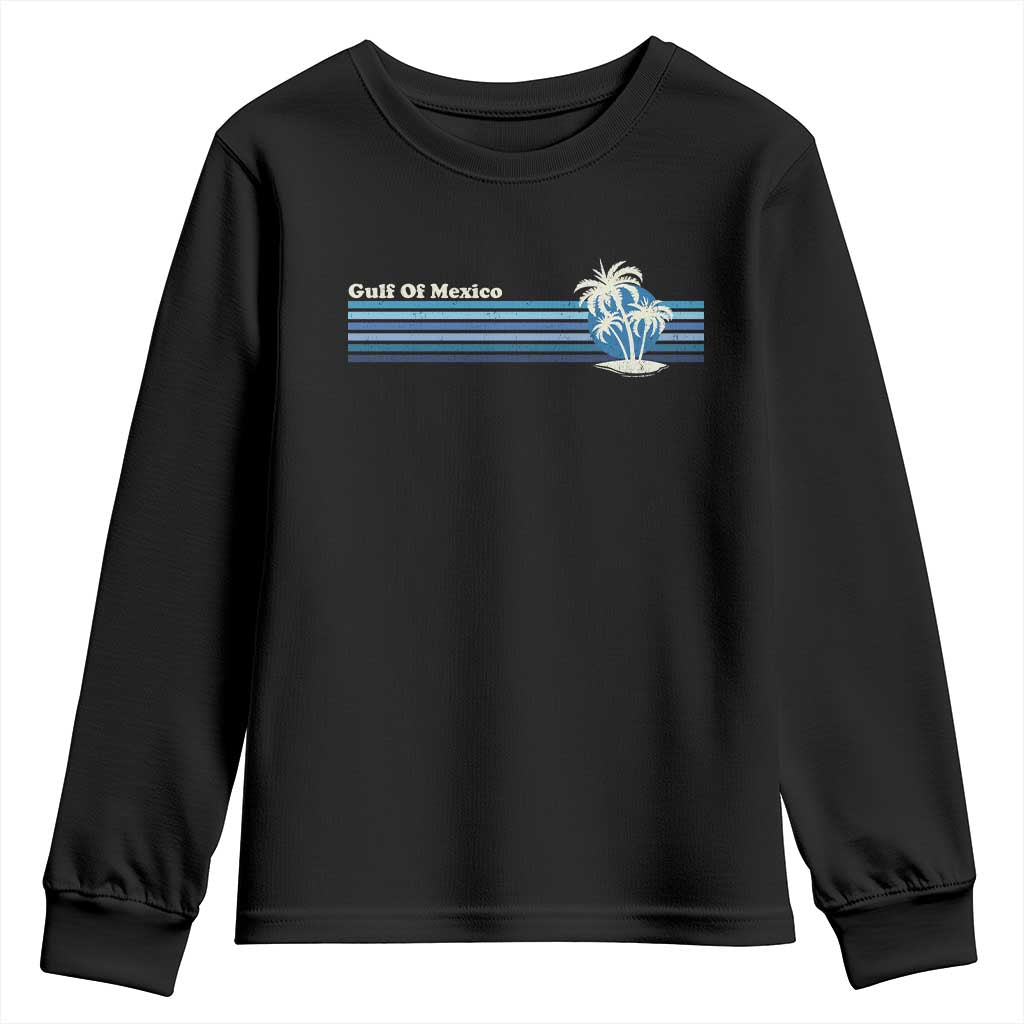 Gulf of Mexico Youth Sweatshirt Vintage 80s Palm Trees Sunset TS10 Black Print Your Wear