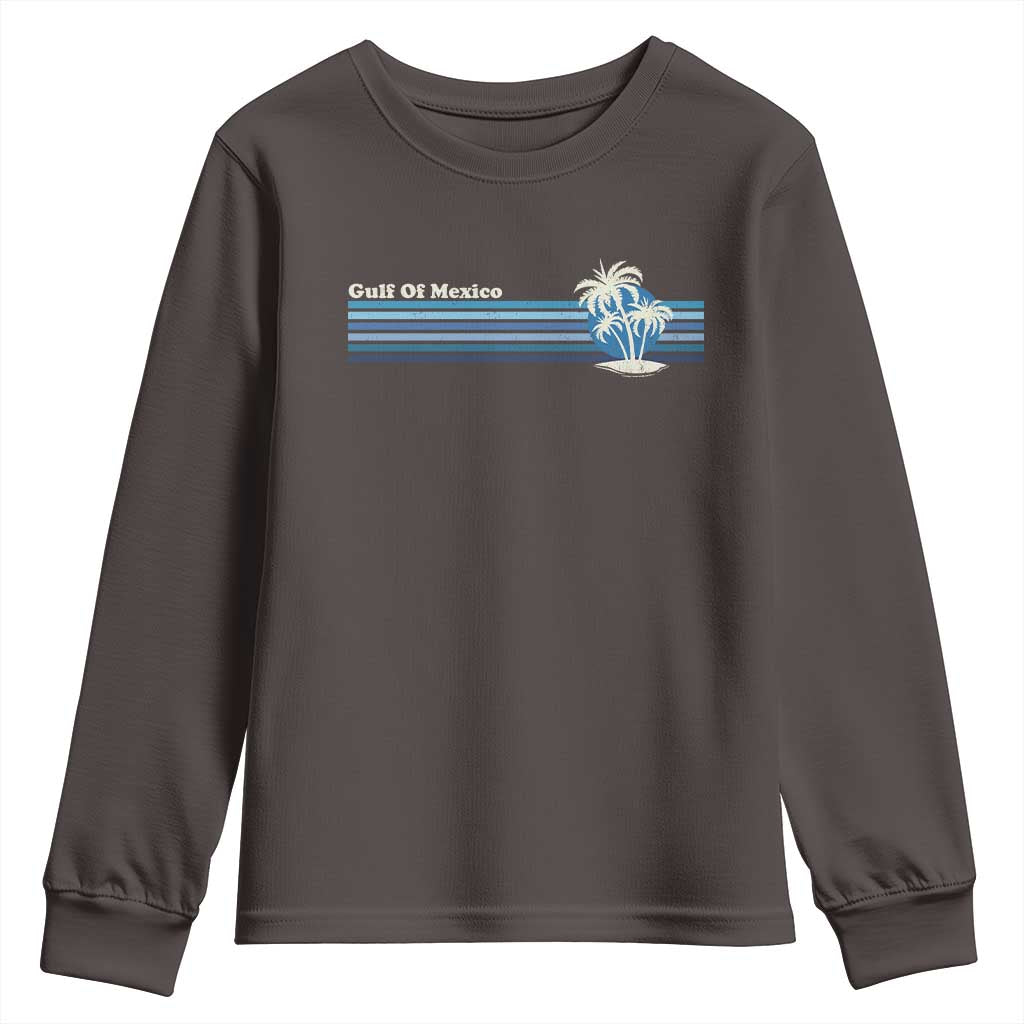 Gulf of Mexico Youth Sweatshirt Vintage 80s Palm Trees Sunset TS10 Dark Chocolate Print Your Wear