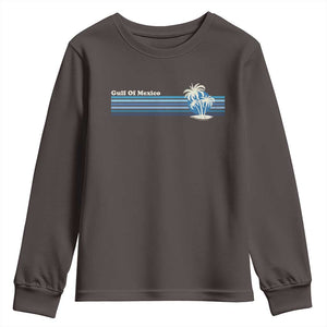 Gulf of Mexico Youth Sweatshirt Vintage 80s Palm Trees Sunset TS10 Dark Chocolate Print Your Wear