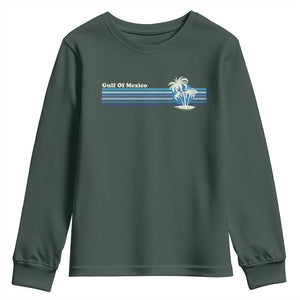 Gulf of Mexico Youth Sweatshirt Vintage 80s Palm Trees Sunset TS10 Dark Forest Green Print Your Wear
