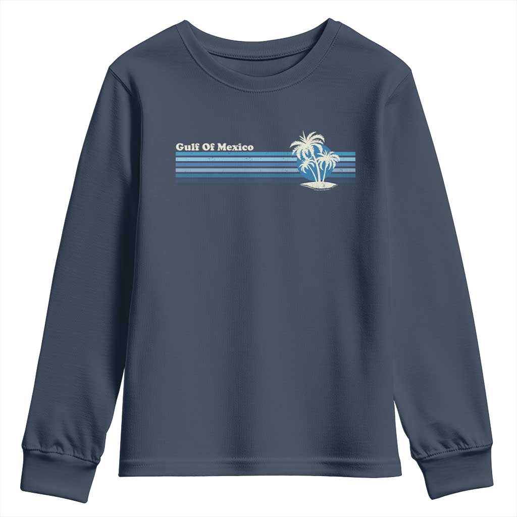 Gulf of Mexico Youth Sweatshirt Vintage 80s Palm Trees Sunset TS10 Navy Print Your Wear