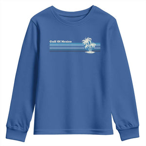 Gulf of Mexico Youth Sweatshirt Vintage 80s Palm Trees Sunset TS10 Royal Blue Print Your Wear