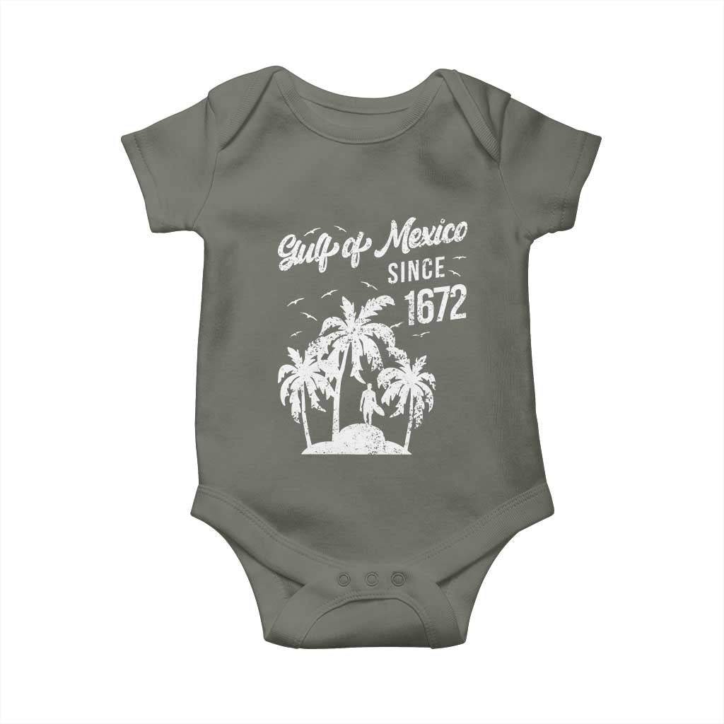 Gulf of Mexico Baby Onesie Since 1672 Palm Trees Beach TS10 Military Green Print Your Wear