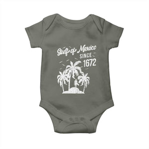 Gulf of Mexico Baby Onesie Since 1672 Palm Trees Beach TS10 Military Green Print Your Wear