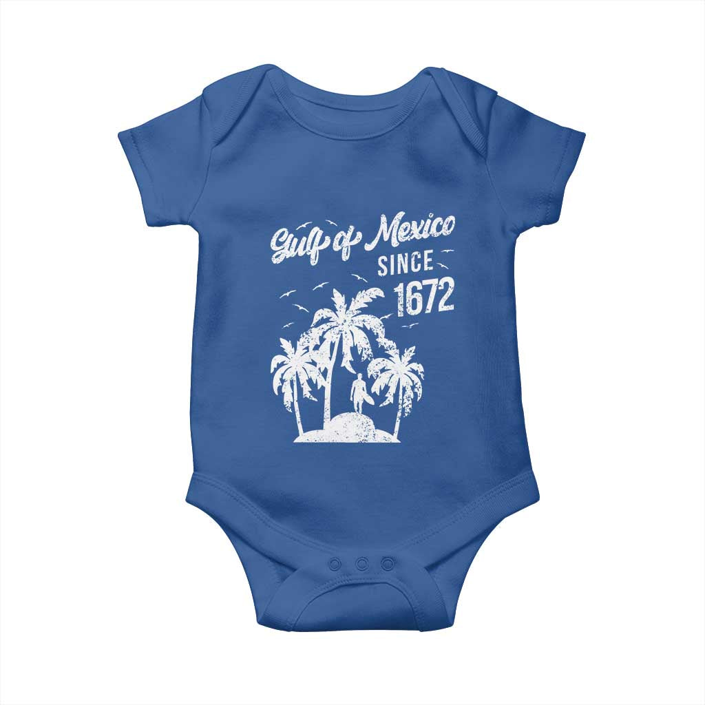 Gulf of Mexico Baby Onesie Since 1672 Palm Trees Beach TS10 Royal Blue Print Your Wear