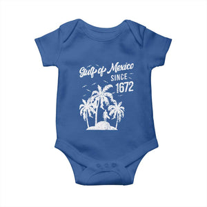 Gulf of Mexico Baby Onesie Since 1672 Palm Trees Beach TS10 Royal Blue Print Your Wear