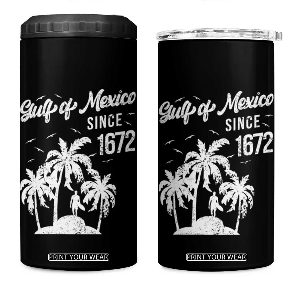 Gulf of Mexico 4 in 1 Can Cooler Tumbler Since 1672 Palm Trees Beach TS10 One Size: 16 oz Black Print Your Wear