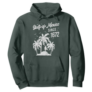 Gulf of Mexico Hoodie Since 1672 Palm Trees Beach TS10 Dark Forest Green Print Your Wear