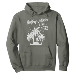 Gulf of Mexico Hoodie Since 1672 Palm Trees Beach TS10 Military Green Print Your Wear