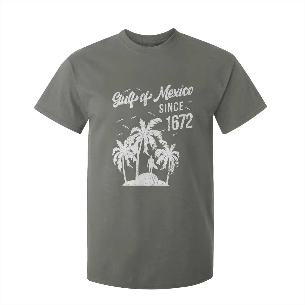 Gulf of Mexico T Shirt For Kid Since 1672 Palm Trees Beach TS10 Military Green Print Your Wear