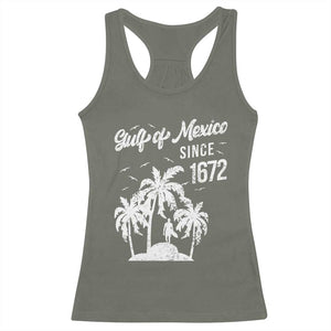 Gulf of Mexico Racerback Tank Top Since 1672 Palm Trees Beach TS10 Military Green Print Your Wear