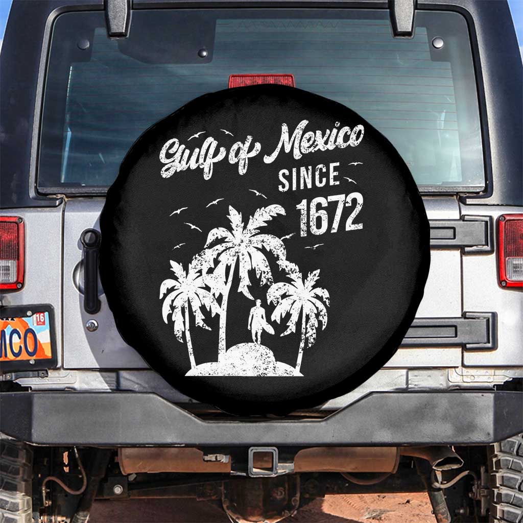 Gulf of Mexico Spare Tire Cover Since 1672 Palm Trees Beach TS10 No hole Black Print Your Wear