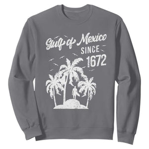 Gulf of Mexico Sweatshirt Since 1672 Palm Trees Beach TS10 Charcoal Print Your Wear
