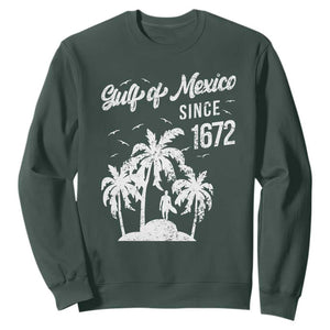 Gulf of Mexico Sweatshirt Since 1672 Palm Trees Beach TS10 Dark Forest Green Print Your Wear