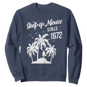 Gulf of Mexico Sweatshirt Since 1672 Palm Trees Beach TS10 Navy Print Your Wear