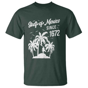 Gulf of Mexico T Shirt Since 1672 Palm Trees Beach TS10 Dark Forest Green Print Your Wear