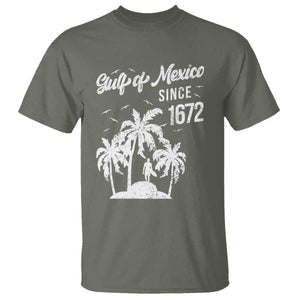 Gulf of Mexico T Shirt Since 1672 Palm Trees Beach TS10 Military Green Print Your Wear