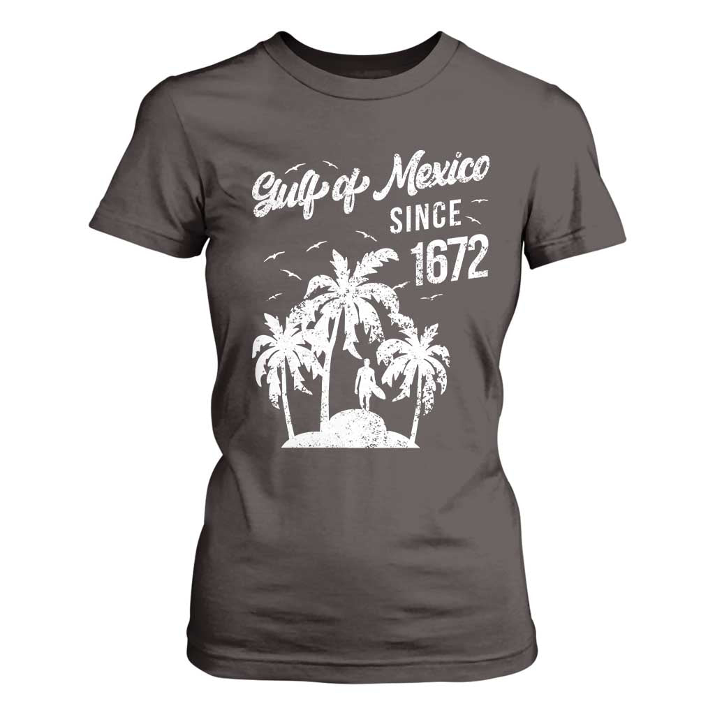 Gulf of Mexico T Shirt For Women Since 1672 Palm Trees Beach TS10 Dark Chocolate Print Your Wear