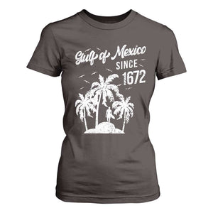 Gulf of Mexico T Shirt For Women Since 1672 Palm Trees Beach TS10 Dark Chocolate Print Your Wear