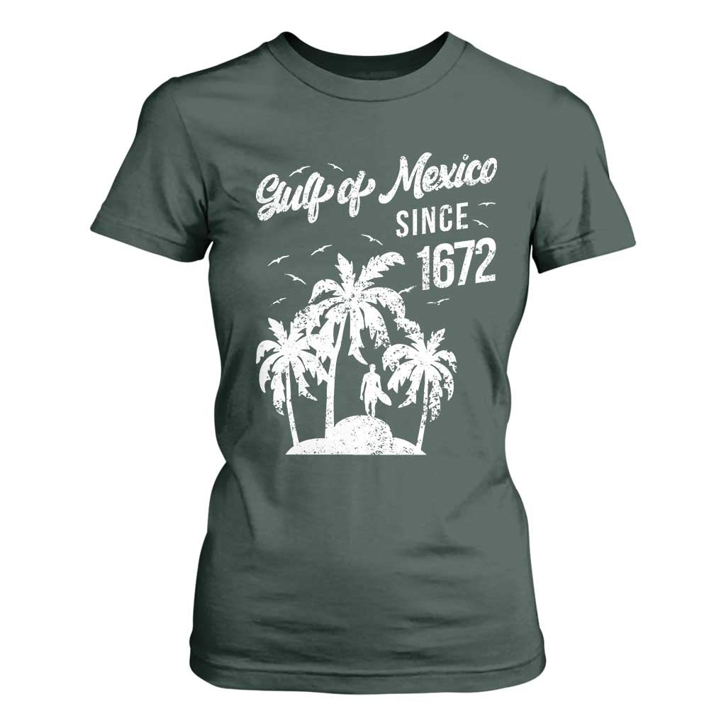Gulf of Mexico T Shirt For Women Since 1672 Palm Trees Beach TS10 Dark Forest Green Print Your Wear