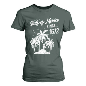 Gulf of Mexico T Shirt For Women Since 1672 Palm Trees Beach TS10 Dark Forest Green Print Your Wear