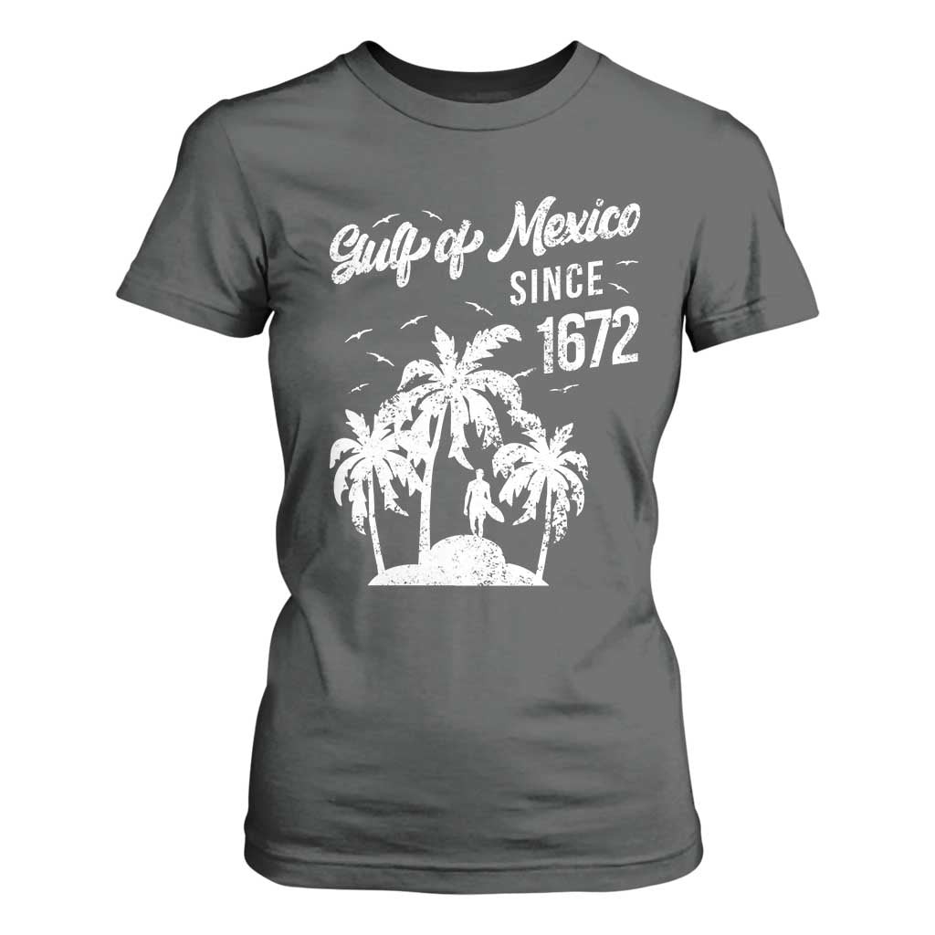 Gulf of Mexico T Shirt For Women Since 1672 Palm Trees Beach TS10 Dark Heather Print Your Wear
