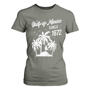 Gulf of Mexico T Shirt For Women Since 1672 Palm Trees Beach TS10 Military Green Print Your Wear