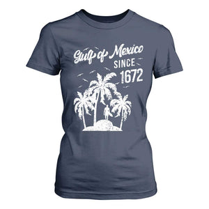 Gulf of Mexico T Shirt For Women Since 1672 Palm Trees Beach TS10 Navy Print Your Wear