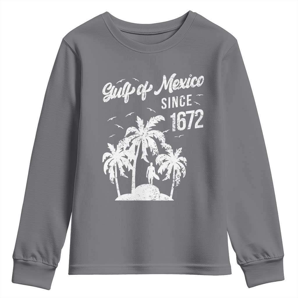 Gulf of Mexico Youth Sweatshirt Since 1672 Palm Trees Beach TS10 Charcoal Print Your Wear