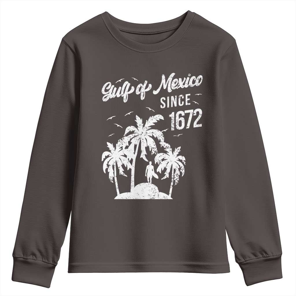 Gulf of Mexico Youth Sweatshirt Since 1672 Palm Trees Beach TS10 Dark Chocolate Print Your Wear