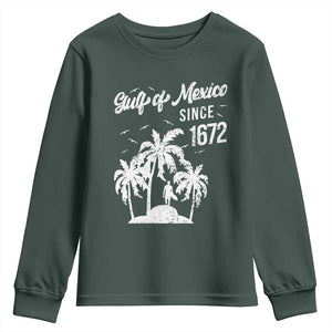 Gulf of Mexico Youth Sweatshirt Since 1672 Palm Trees Beach TS10 Dark Forest Green Print Your Wear