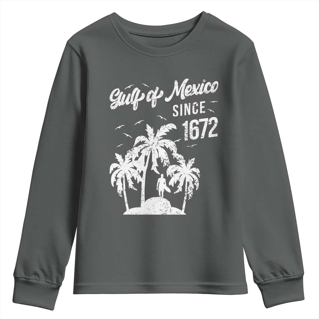 Gulf of Mexico Youth Sweatshirt Since 1672 Palm Trees Beach TS10 Dark Heather Print Your Wear
